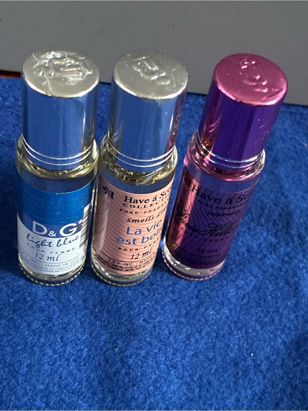 Have a Scent Trio — Blue, Peach and Purple Roll-On Fragrances